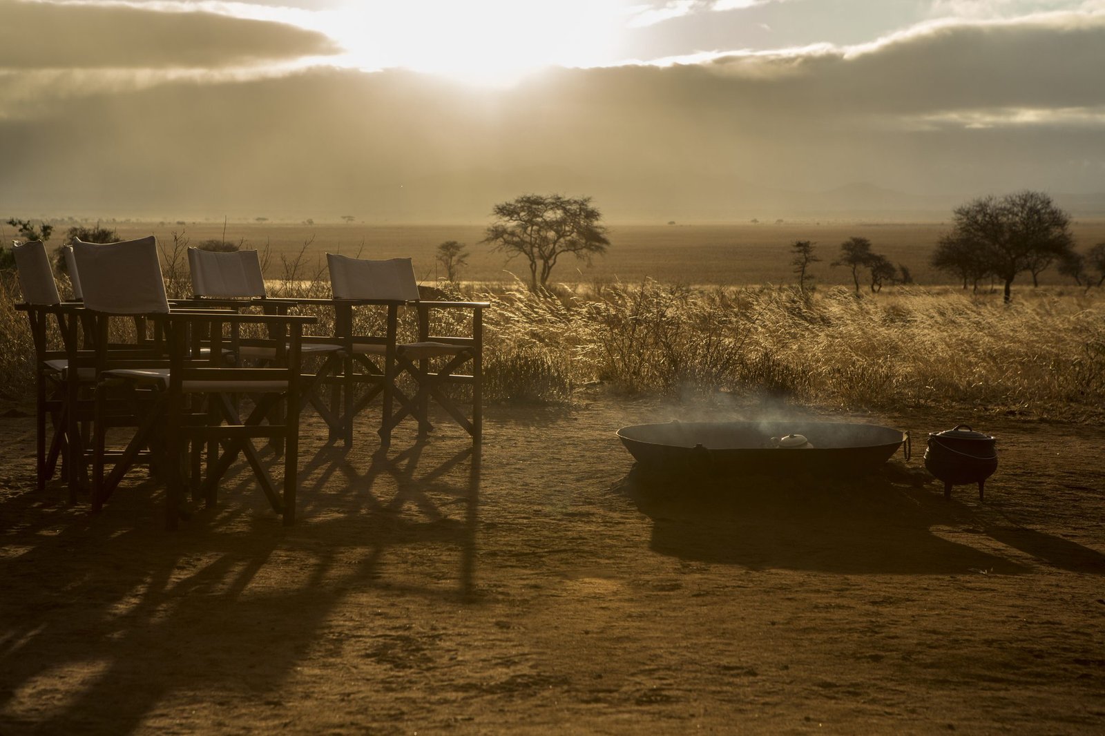 Fireside chairs at sunset