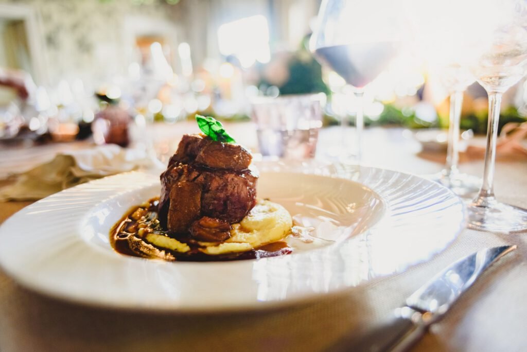 Plated dinner at Escape Luxury Lodge