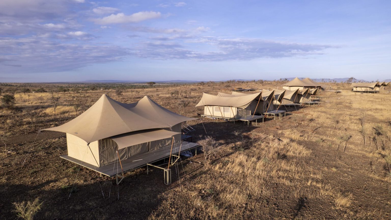 Row of tents at Escape Luxury Lodge